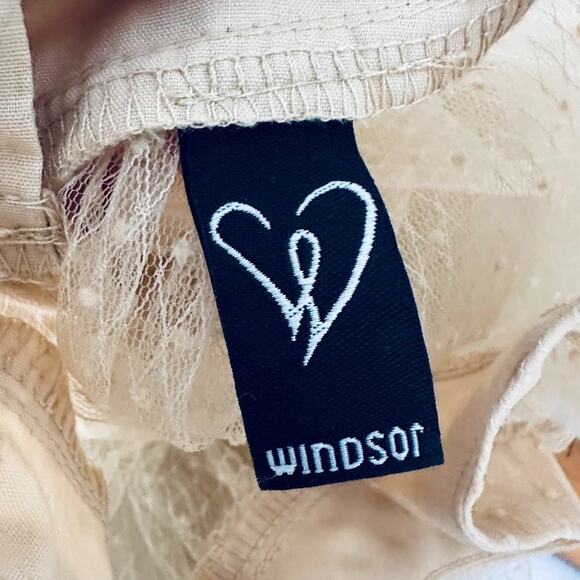 Windsor Sheer Mesh Button Top Cream Long Sleeve Romantic Fairy XS Silk Blend - Picture 5 of 9